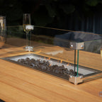 Palma 6 Seat Rope Teak Firepit Bar Set in Grey