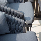 Palma 6 Seat Rope Teak Firepit Bar Set in Grey