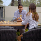 Palma 6 Seat Rope Teak Firepit Bar Set in Grey