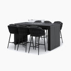 Palma 6 Seat Rope Ceramic Firepit Bar Set in Grey