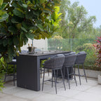 Palma 6 Seat Rope Ceramic Firepit Bar Set in Grey