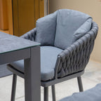 Palma 8 Seat Rope Bar Set with Ceramic Table in Grey