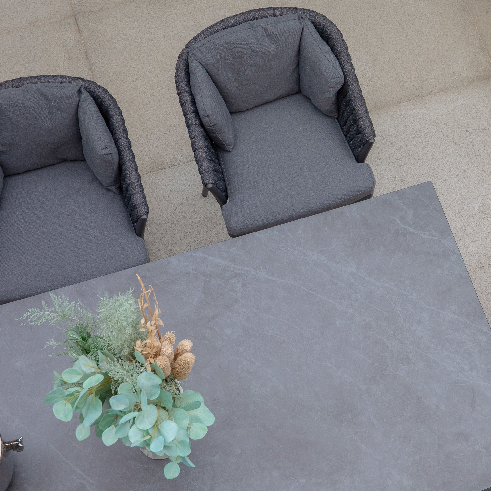 Palma 8 Seat Rope Bar Set with Ceramic Table in Grey