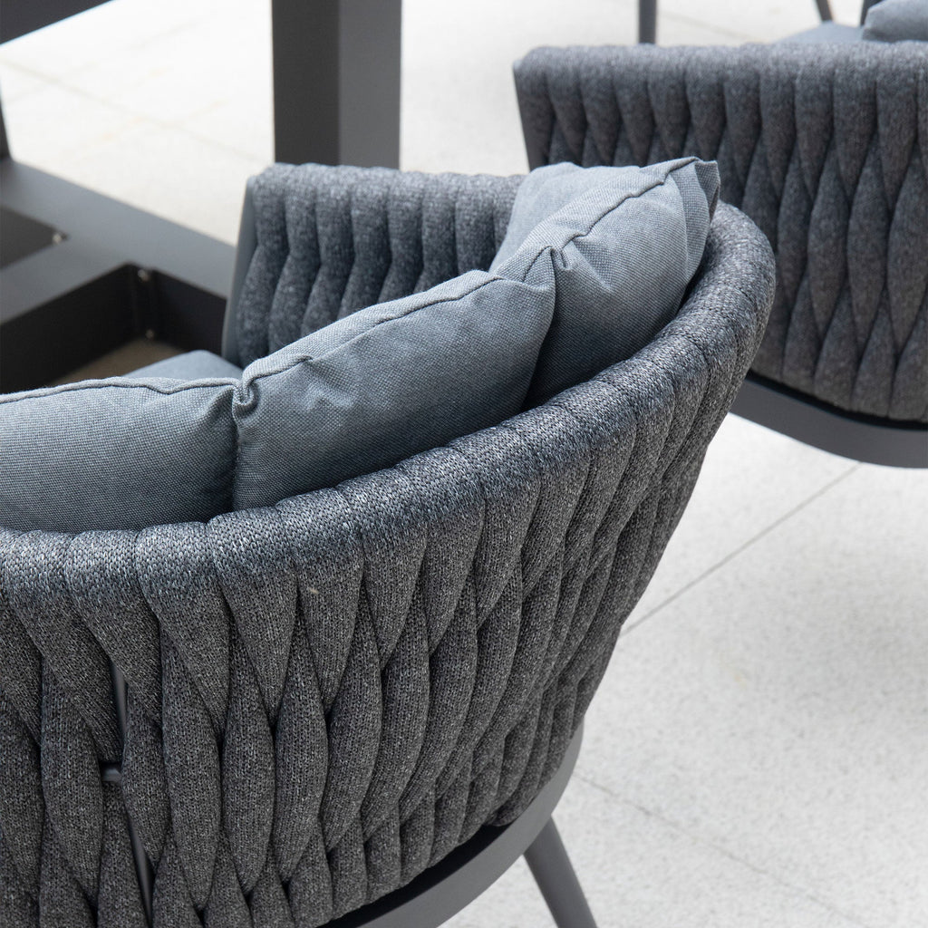 Palma 10 Seat Rope Extending Dining Set in Grey