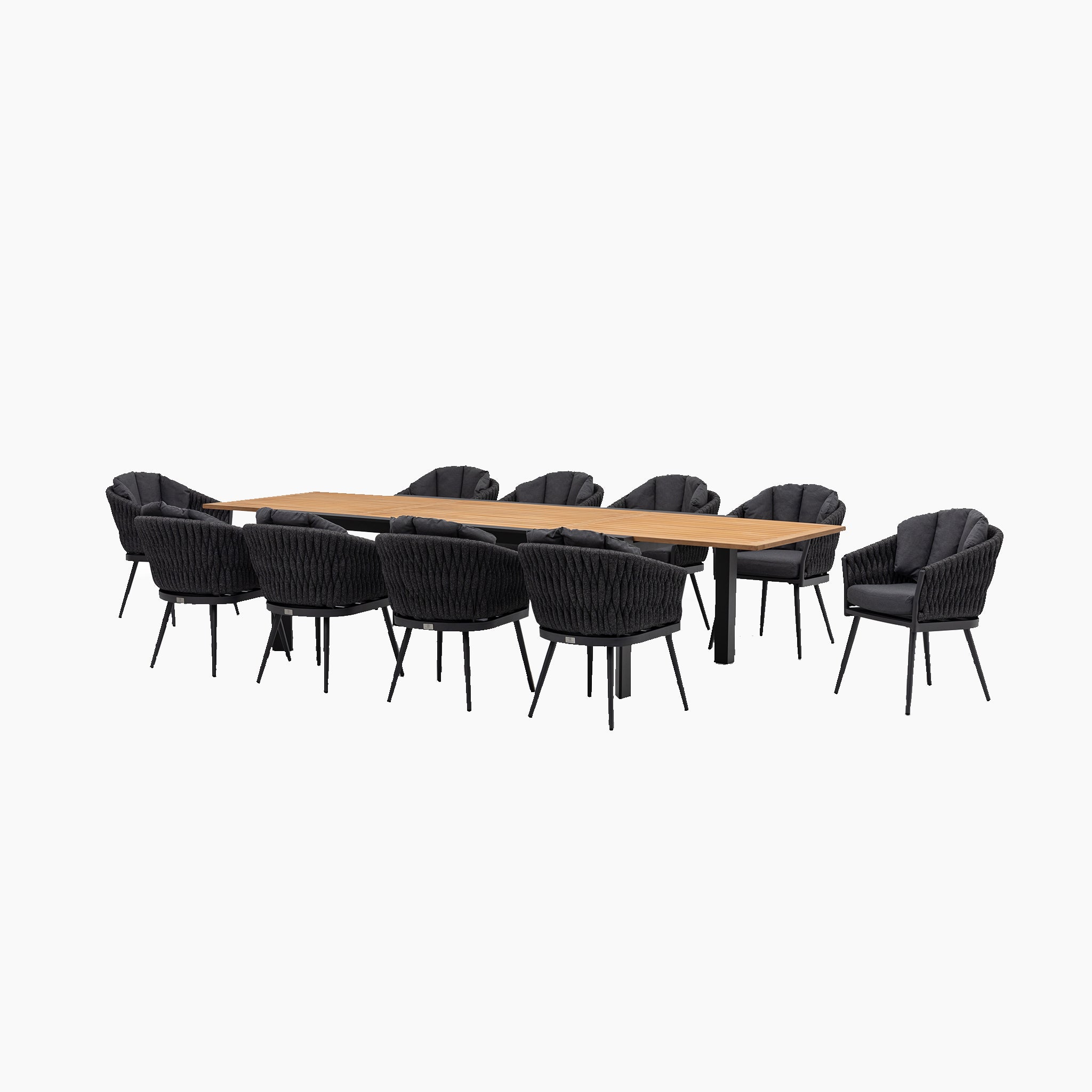 Palma 8 Seat Rope Extending Teak Dining Set in Grey