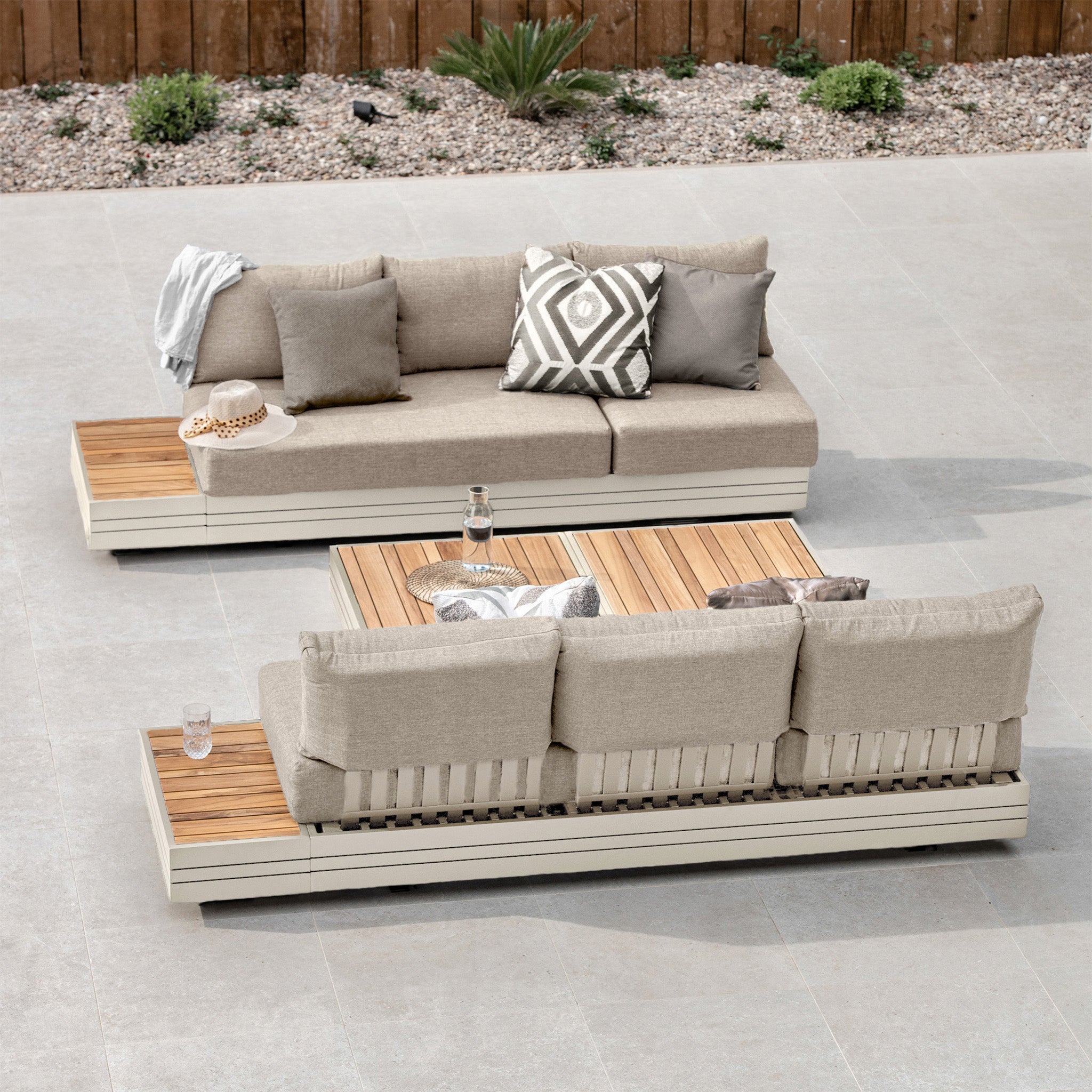 Panama 3 Seat Sofa with Sun Lounger Feature in Latte