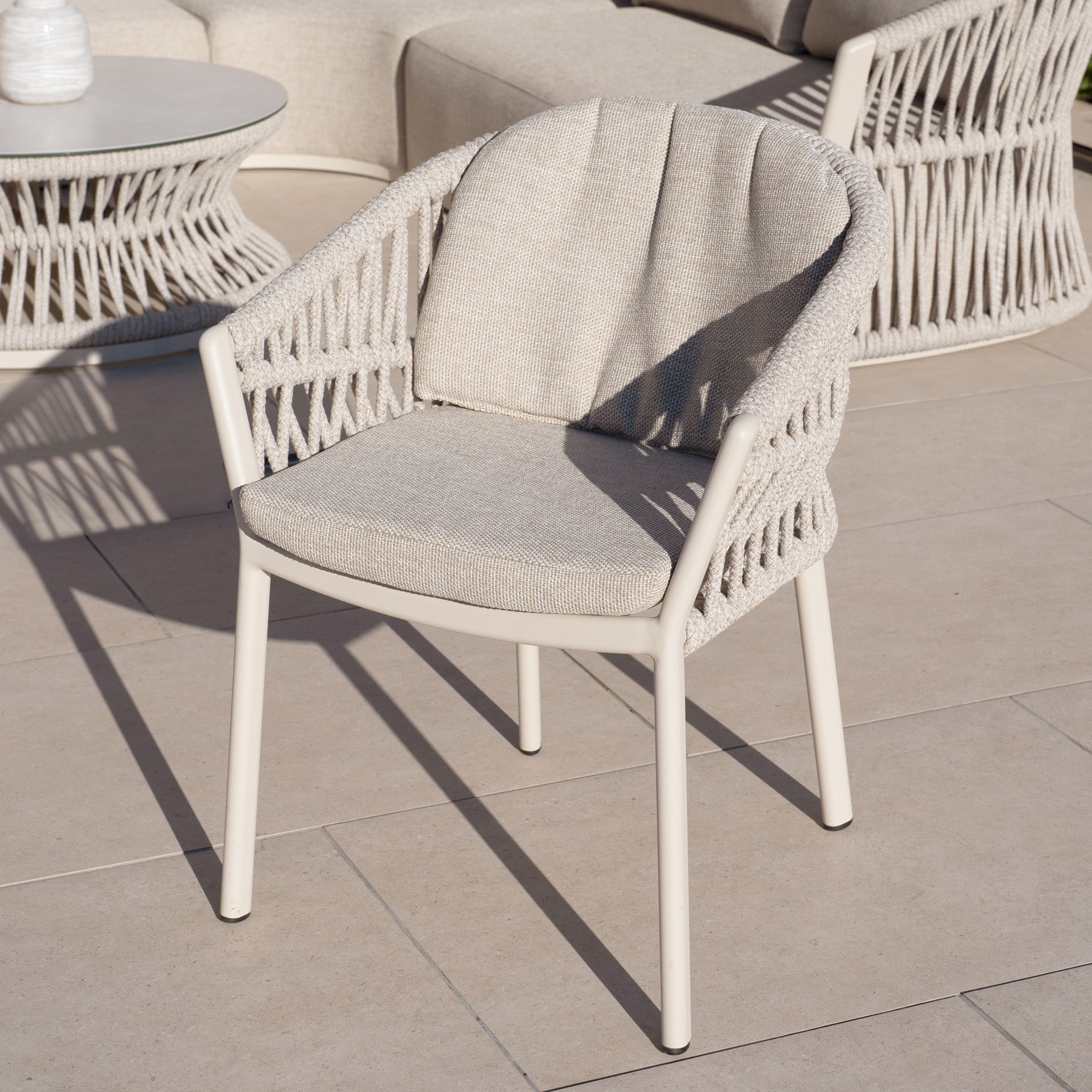 Pello 6 Seat Oval Dining Set with Ceramic Table in Fawn