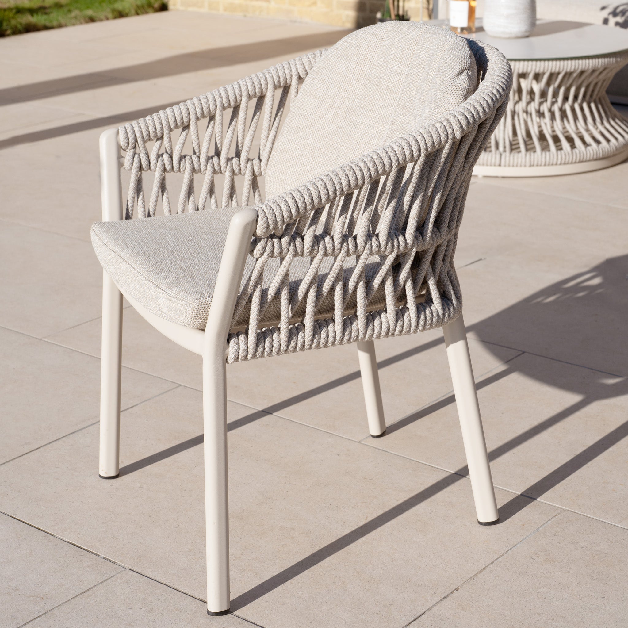 Pello 8 Seat Extending Dining Set with Teak Table in Fawn