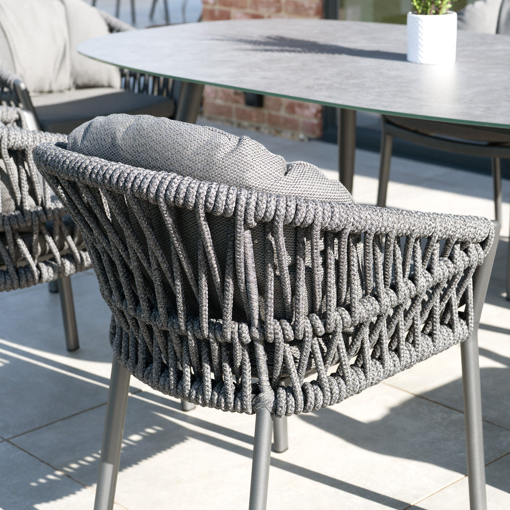 Pello 6 Seat Oval Dining Set with Ceramic Table in Grey