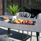 Pello 6 Seat Oval Dining Set with Ceramic Table in Grey