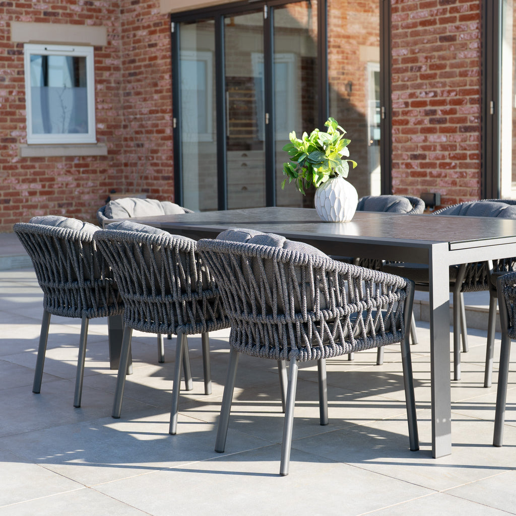 Pello 8 Seat Extending Dining Set with Ceramic Table in Grey