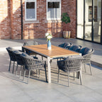 Pello 8 Seat Extending Dining Set with Teak Table in Grey