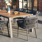 Pello 8 Seat Extending Dining Set with Teak Table in Grey