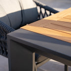 Pello 8 Seat Extending Dining Set with Teak Table in Grey