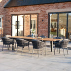 Pello 8 Seat Extending Dining Set with Teak Table in Grey
