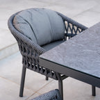 Pello 8 Seat Rectangular Ceramic Firepit Dining Set in Grey