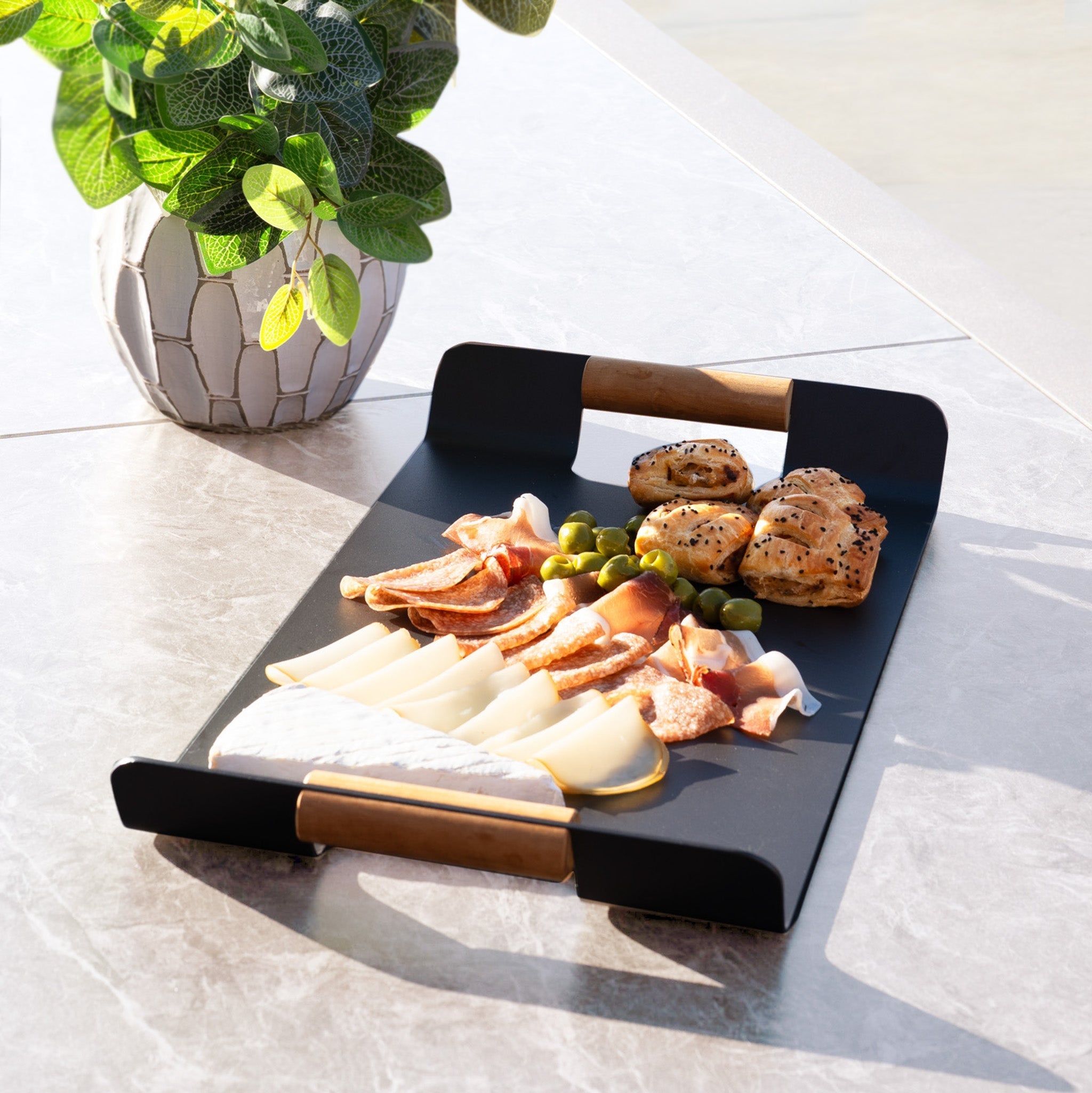 Pello 8 Seat Rectangular Ceramic Firepit Dining Set in Fawn