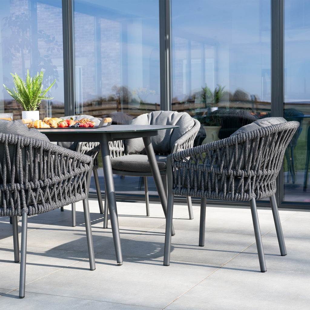 Pello 8 Seat Oval Dining Set with Ceramic Table in Grey