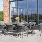 Pello 8 Seat Oval Dining Set with Ceramic Table in Grey