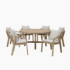 Quay 6 Seat Round Dining Set in Linen