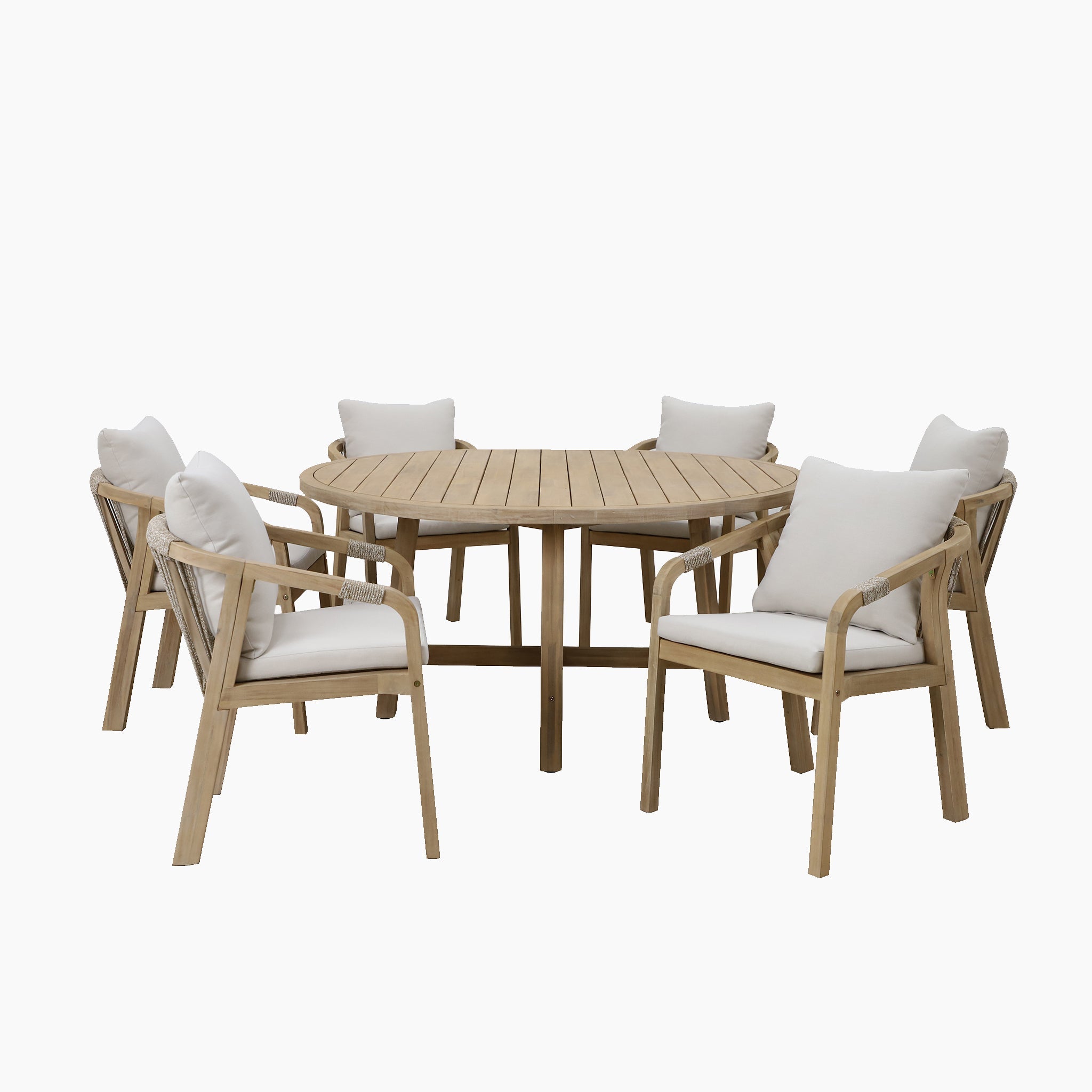 Quay 6 Seat Round Dining Set in Linen