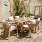 Quay 6 Seat Rectangular Dining Set in Linen