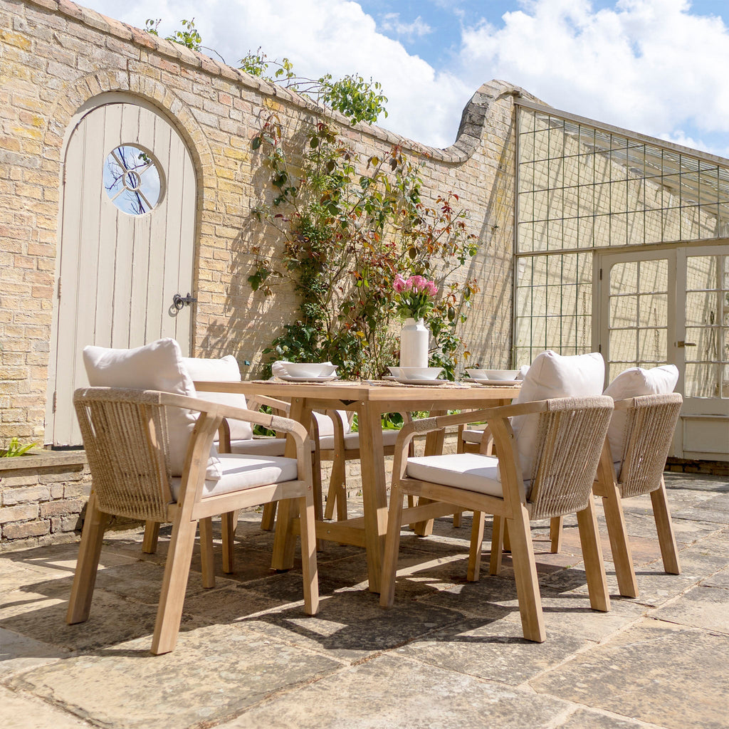 Quay 6 Seat Rectangular Dining Set in Linen