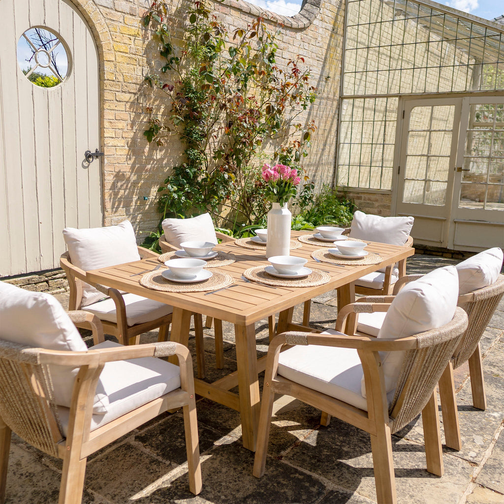 Quay 6 Seat Rectangular Dining Set in Linen