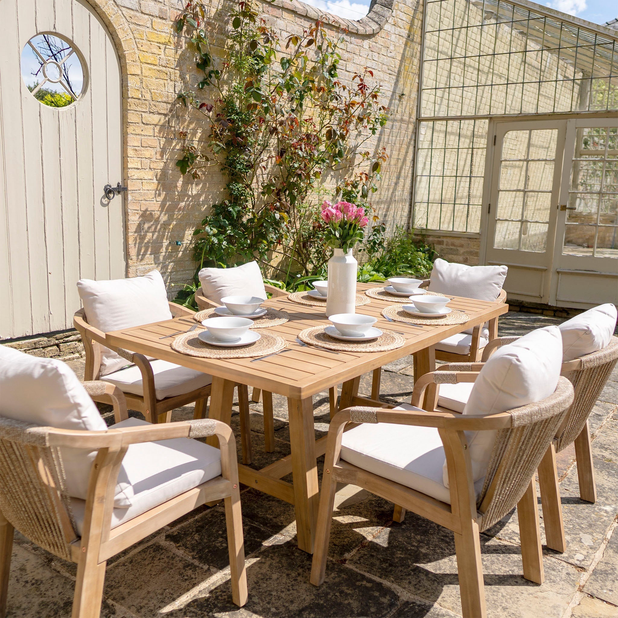 Quay 6 Seat Rectangular Dining Set in Linen
