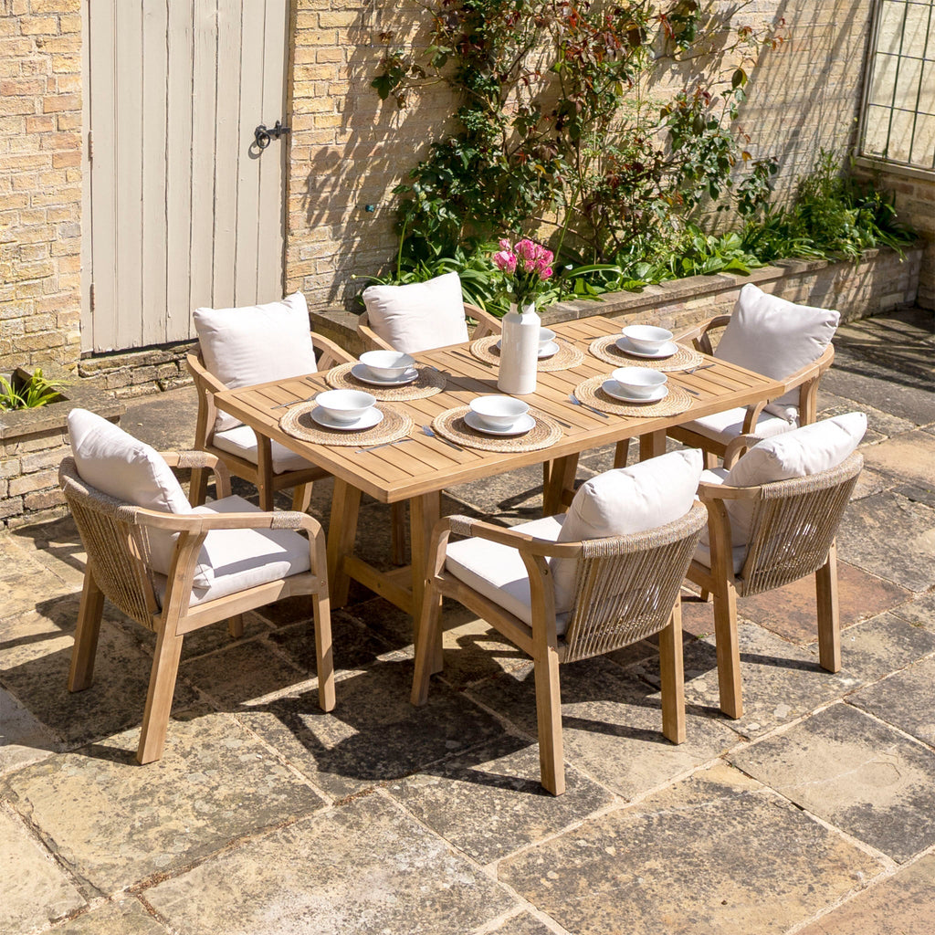 Quay 6 Seat Rectangular Dining Set in Linen