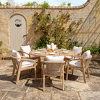 Quay 6 Seat Round Dining Set in Linen