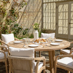 Quay 6 Seat Round Dining Set in Linen