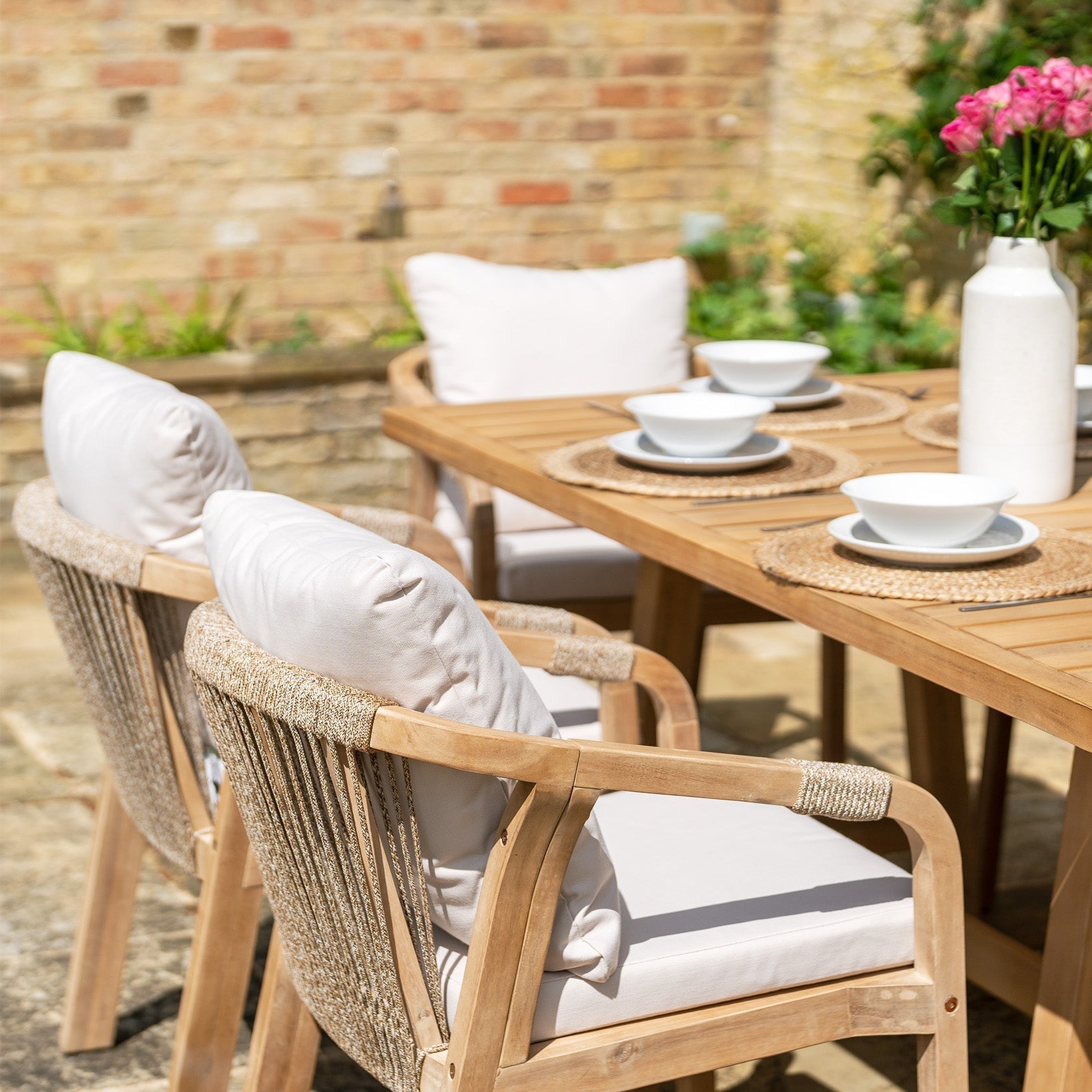 Quay 8 Seat Rectangular Dining Set In Linen