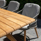 Sempre 6 Seat Rectangular Dining Set with Teak Table in Light Grey