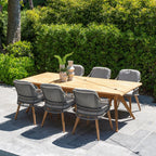 Sempre 6 Seat Rectangular Dining Set with Teak Table in Light Grey