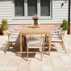 Sora 8 Seat Rope Dining Set with Teak Table in Stone