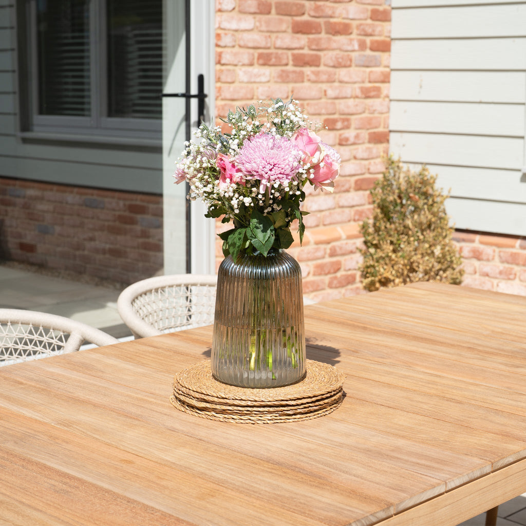Sora 8 Seat Rope Dining Set with Teak Table in Stone