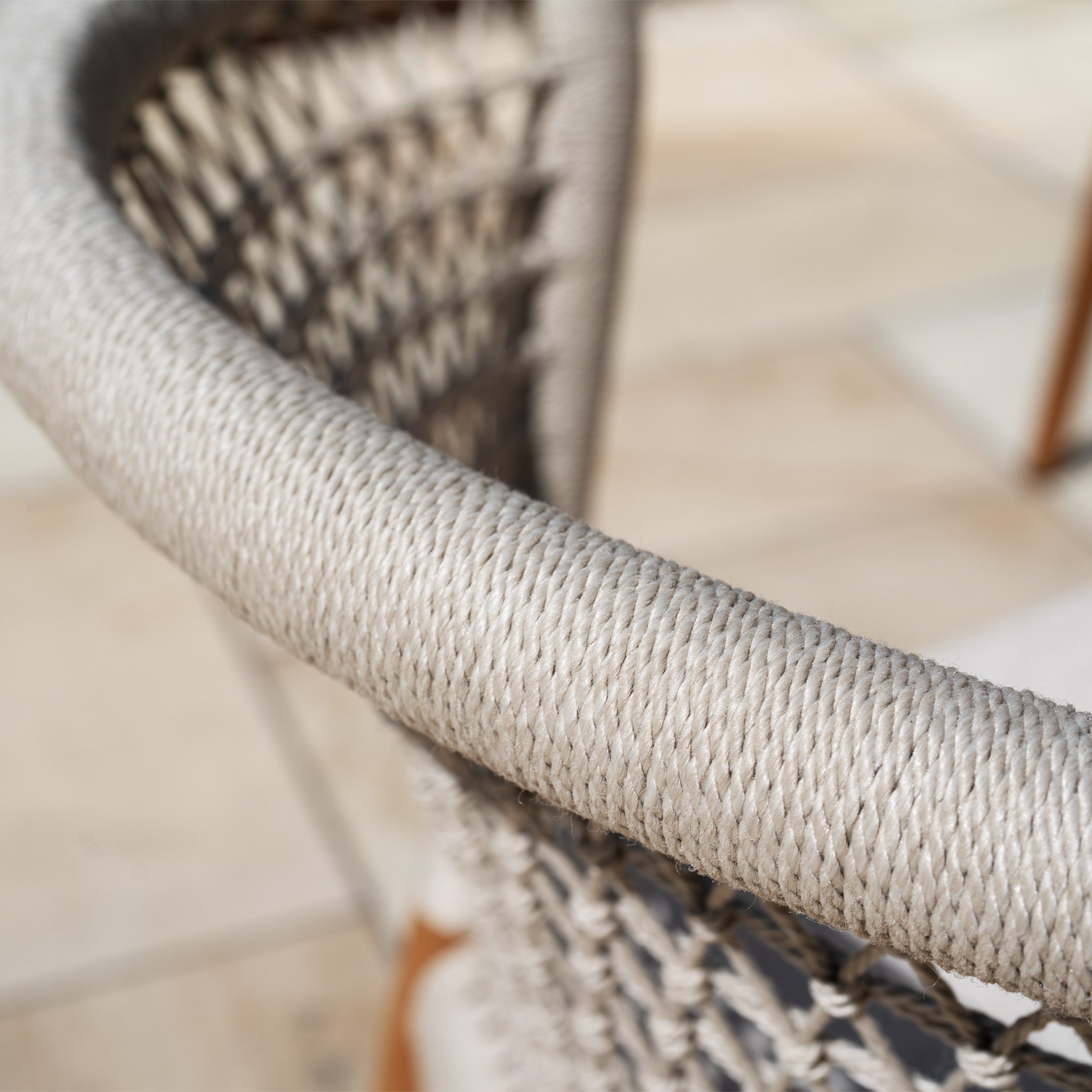 Sora 8 Seat Rope Dining Set with Teak Table in Stone
