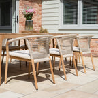 Sora 8 Seat Rope Dining Set with Teak Table in Stone