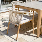 Sora 8 Seat Rope Dining Set with Ceramic Top Table in Stone
