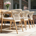 Sora 8 Seat Rope Dining Set with Ceramic Top Table in Stone