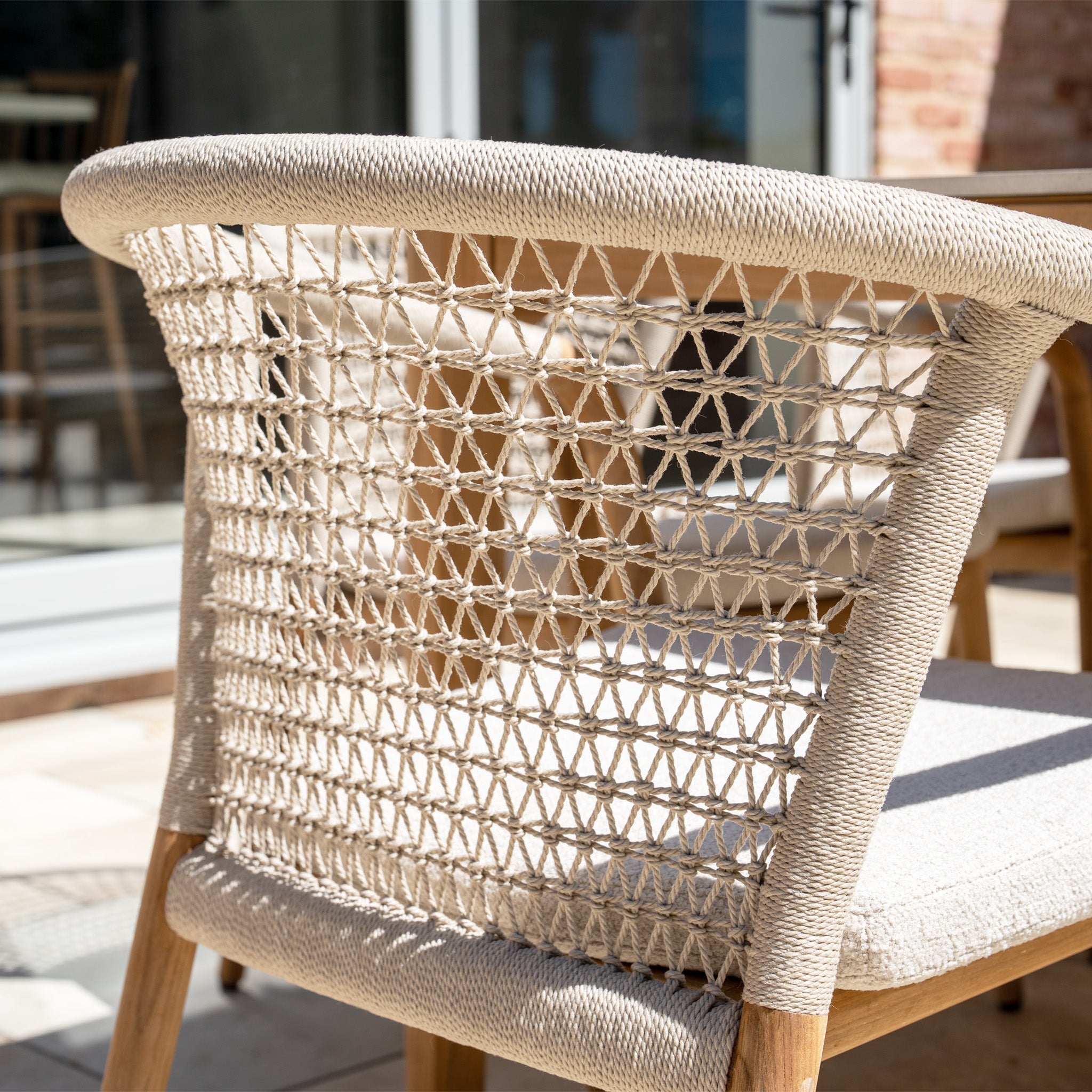 Sora 8 Seat Rope Dining Set with Ceramic Top Table in Stone