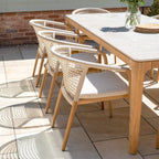 Sora 8 Seat Rope Dining Set with Ceramic Top Table in Stone
