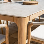 Sora 8 Seat Rope Dining Set with Ceramic Top Table in Stone