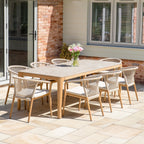 Sora 8 Seat Rope Dining Set with Ceramic Top Table in Stone