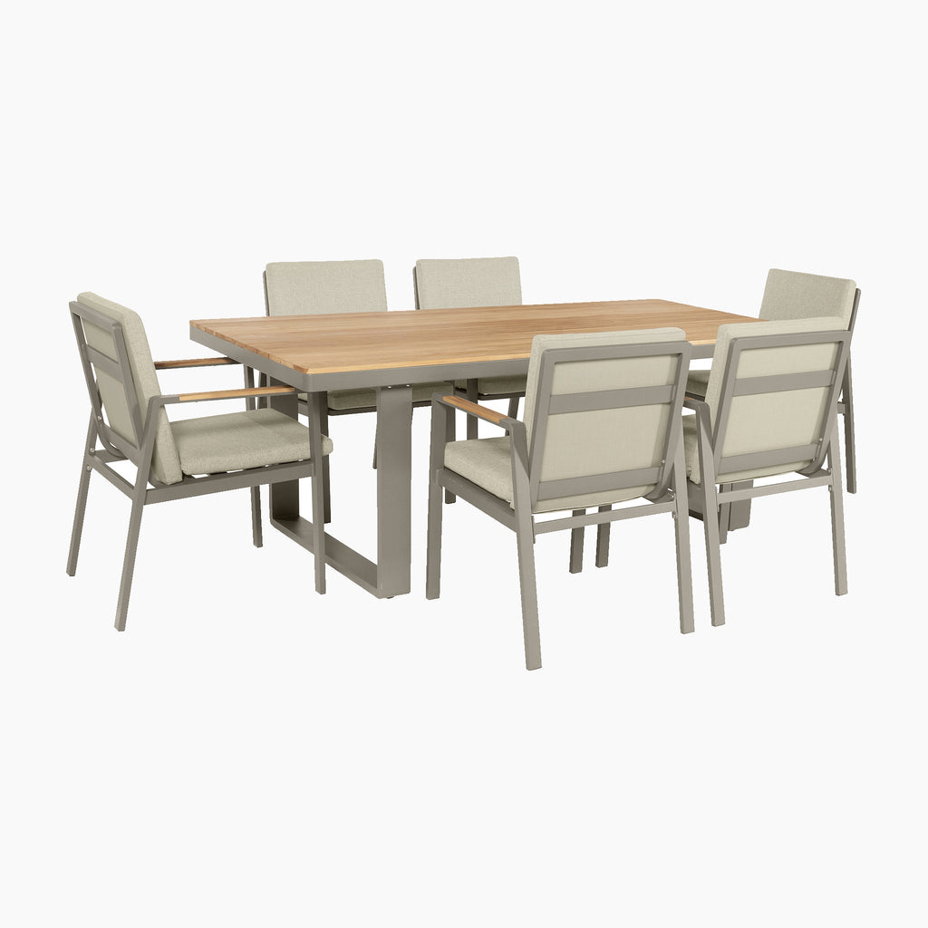Pacific Lifestyle - Stockholm 6 Seat Rectangular Dining Set in Limestone