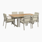 Pacific Lifestyle - Stockholm 6 Seat Rectangular Dining Set in Limestone