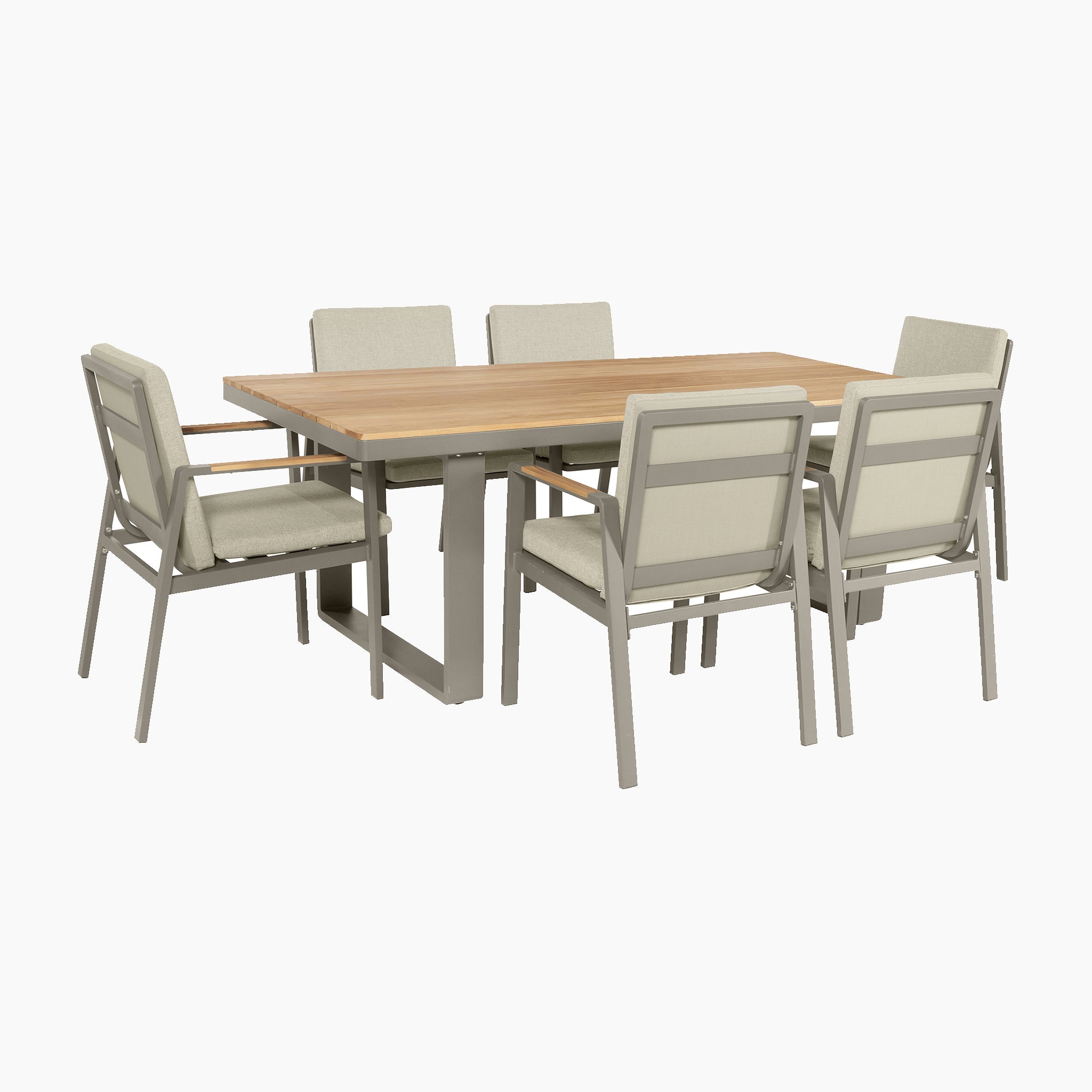 Pacific Lifestyle - Stockholm 6 Seat Rectangular Dining Set in Limestone