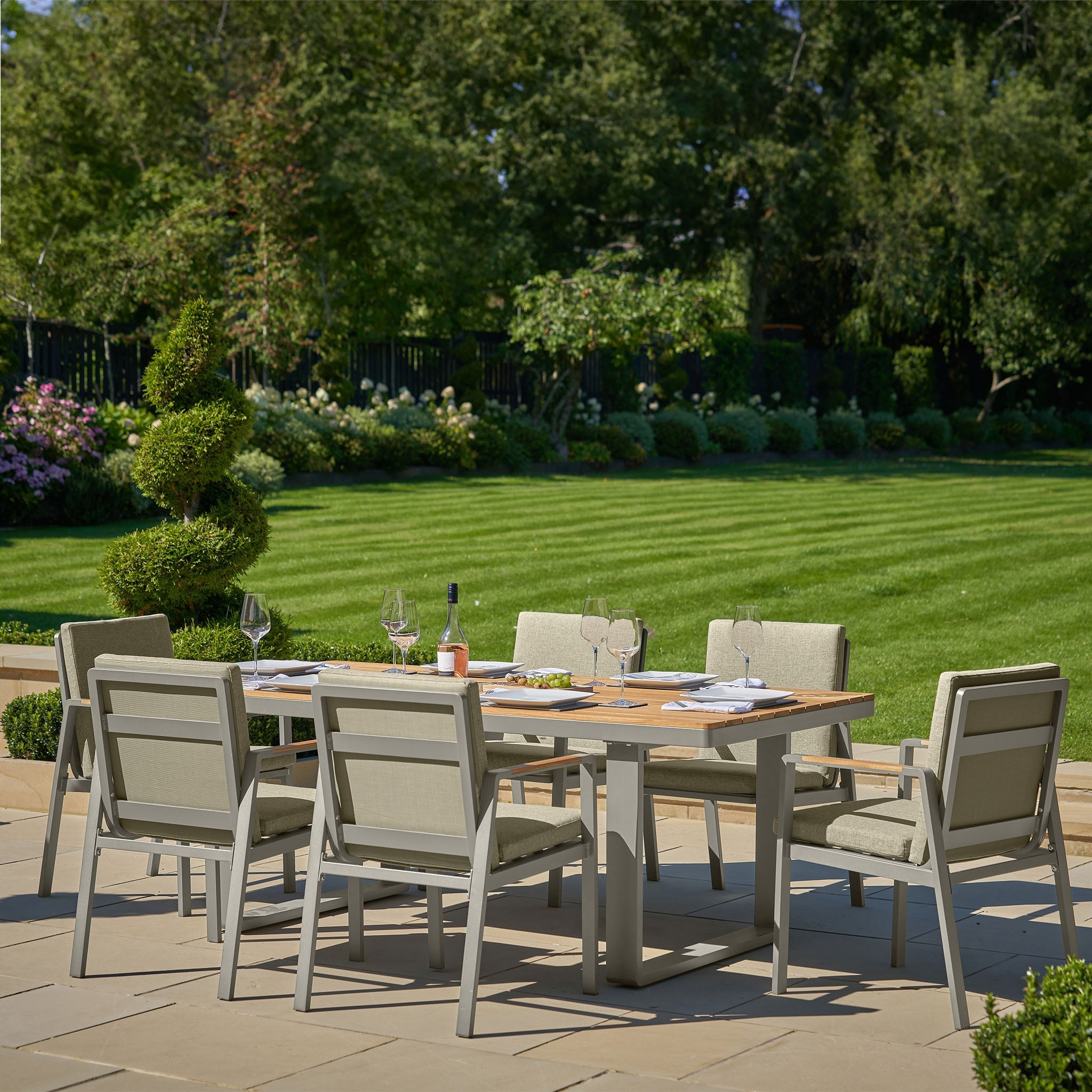 Pacific Lifestyle - Stockholm 6 Seat Rectangular Dining Set in Limestone