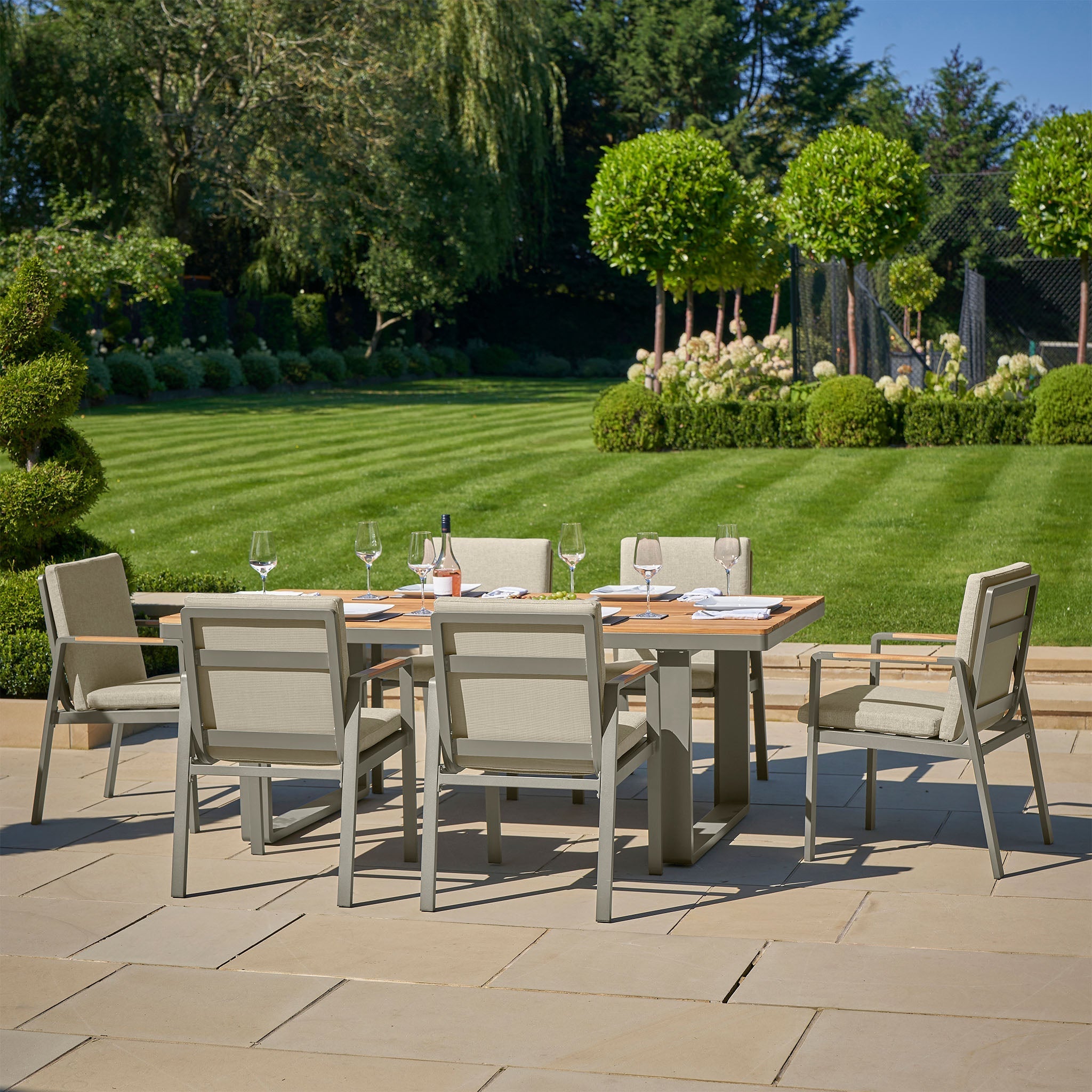 Pacific Lifestyle - Stockholm 6 Seat Rectangular Dining Set in Limestone